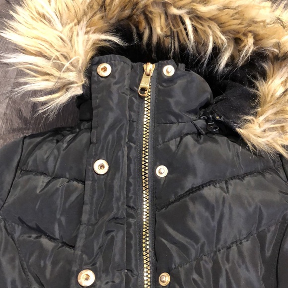 Steve Madden Girls XS Long Winter Dress Puffer with Gold Accents - Picture 8 of 11